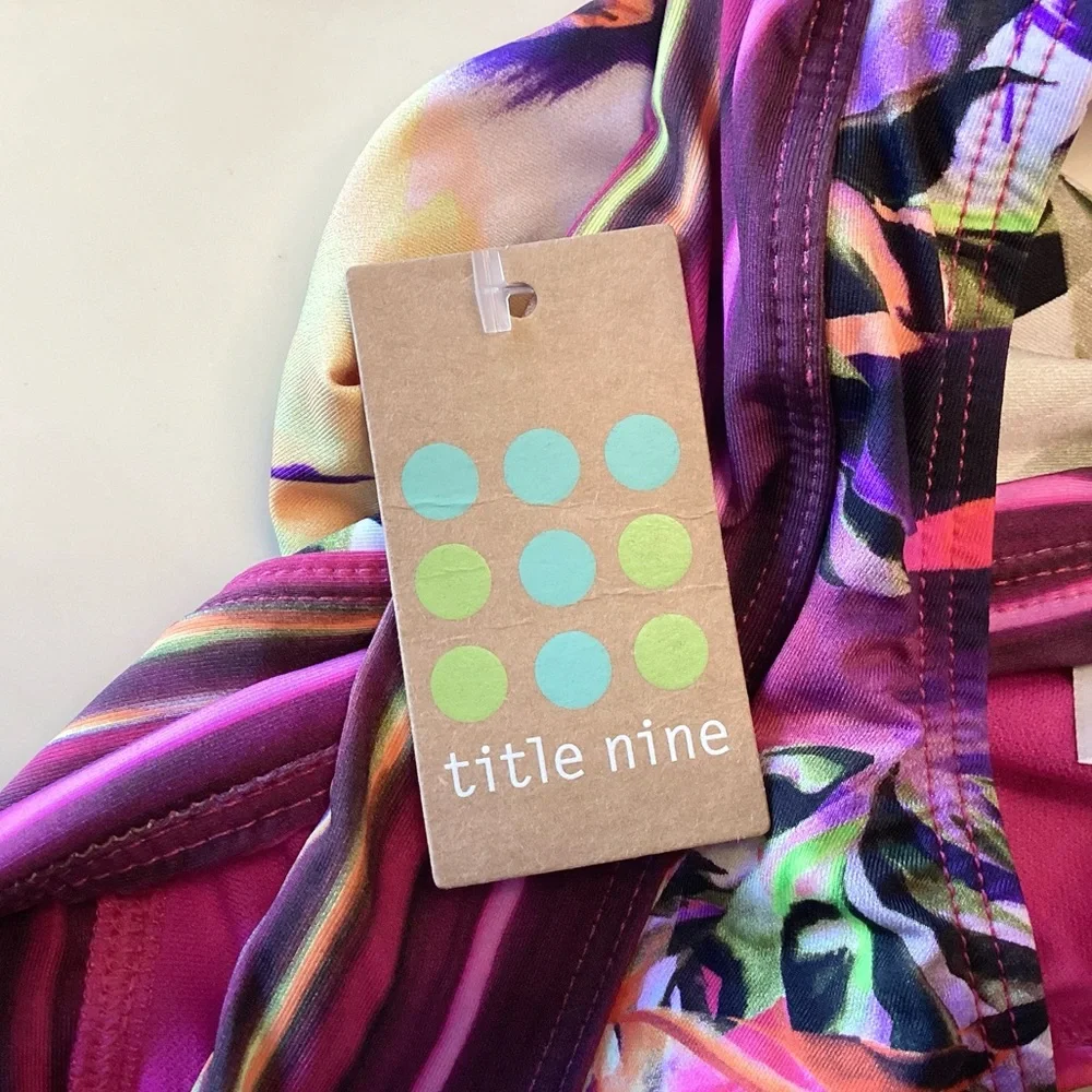NWT Title Nine Tropical Floral Print Bikini Bottom - Pink - L